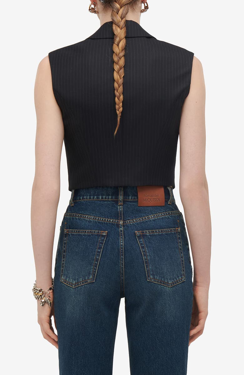 McQueen Pinstripe Tailored Wool Vest, Alternate, color, 