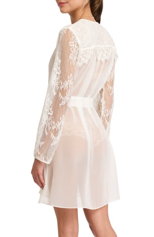 Rya Collection Giselle Lace Accent Chiffon Cover-up Robe In Ivory