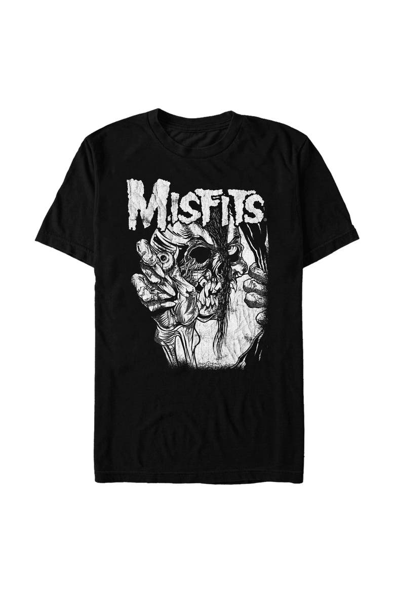 Men's Misfits Distressed Eye Skull  Graphic T-Shirt, Main, color, Black