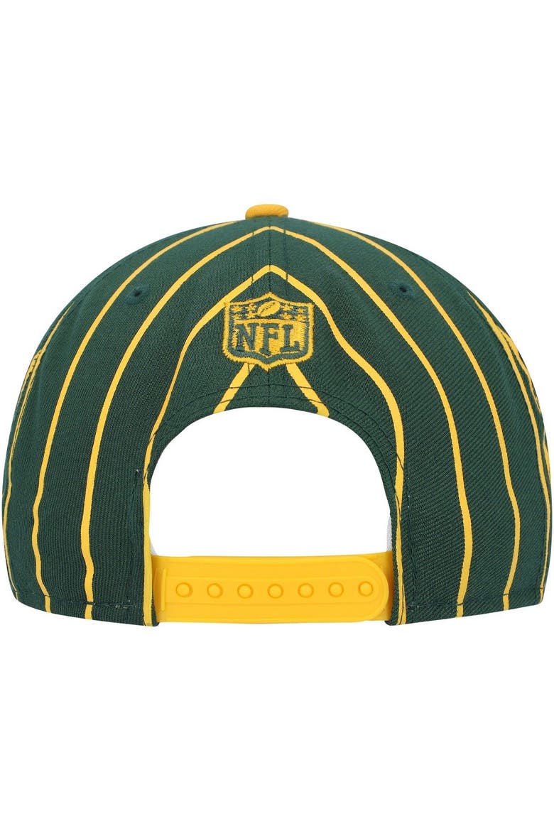 Men's New Era Green/Gold Green Bay Packers Pinstripe City Arch 9FIFTY Snapback Hat, Alternate, color, Green