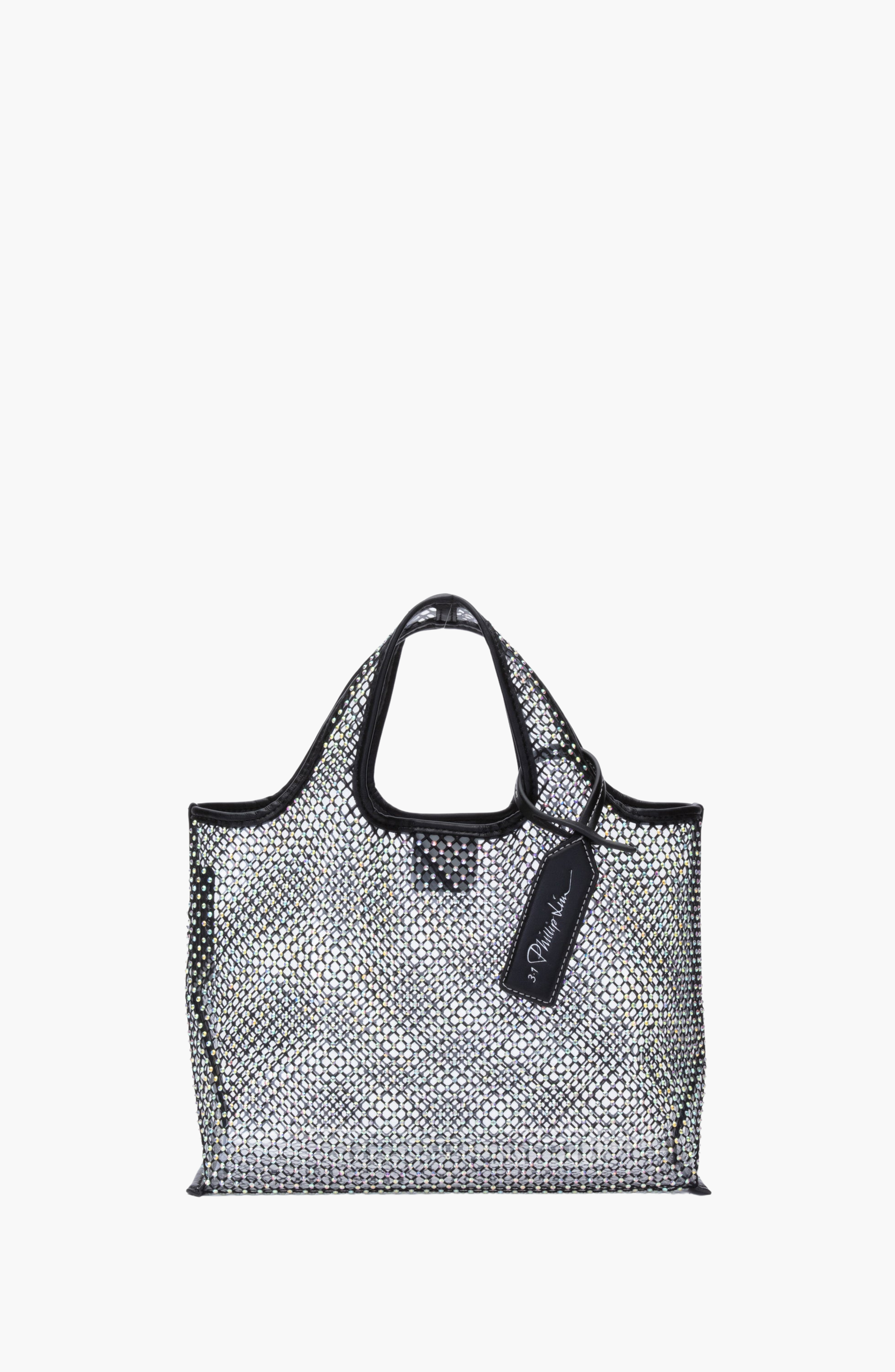 3.1 Phillip Lim Crystal Mesh Mini Market Tote Bag, Alternate, color, Black