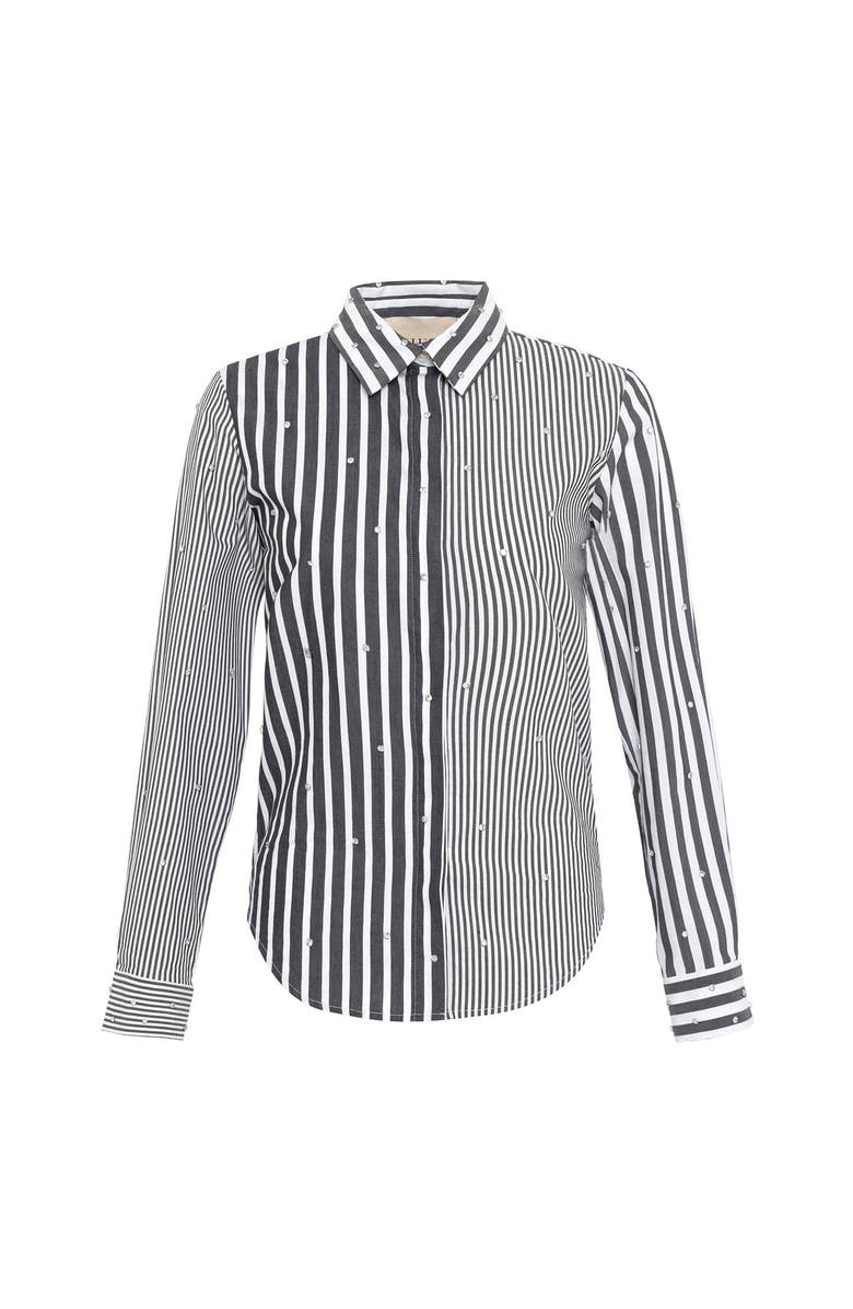 THEO The Label Echo Mix Stripe Pearly Shirt, Main, color, 