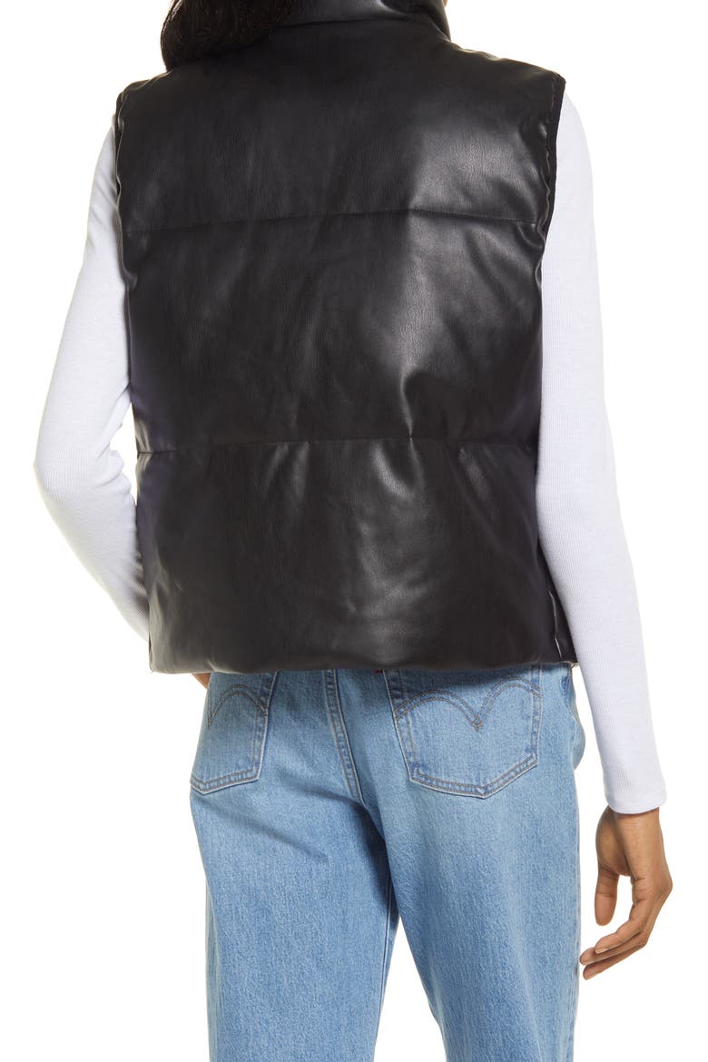 Levi's® 507™ Quilted Faux Leather Puffer Vest, Alternate, color, BLACK