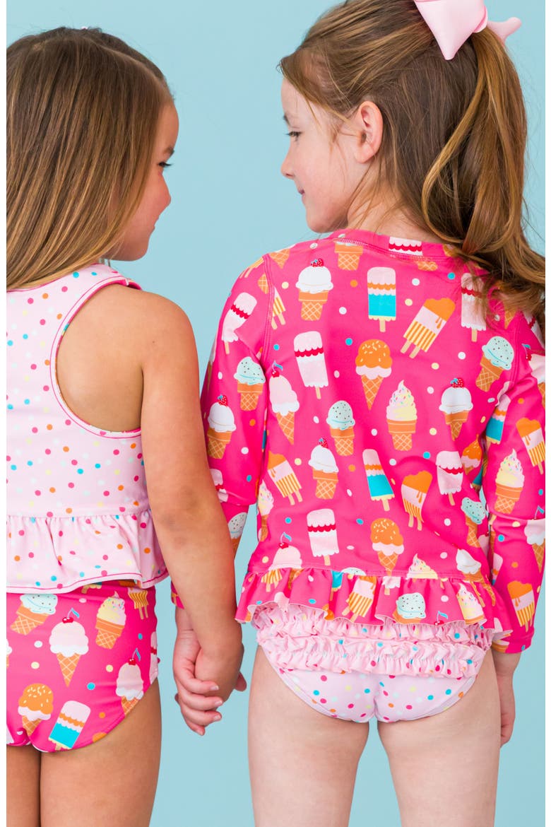 Sweet Scoops Long Sleeve Two-Piece Rashguard Swimsuit, Alternate, color, PINK