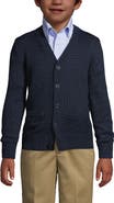 Lands' End School Uniform Boys Cotton Modal Button Front Cardigan Sweater