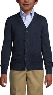 Lands' End School Uniform Boys Cotton Modal Button Front Cardigan Sweater