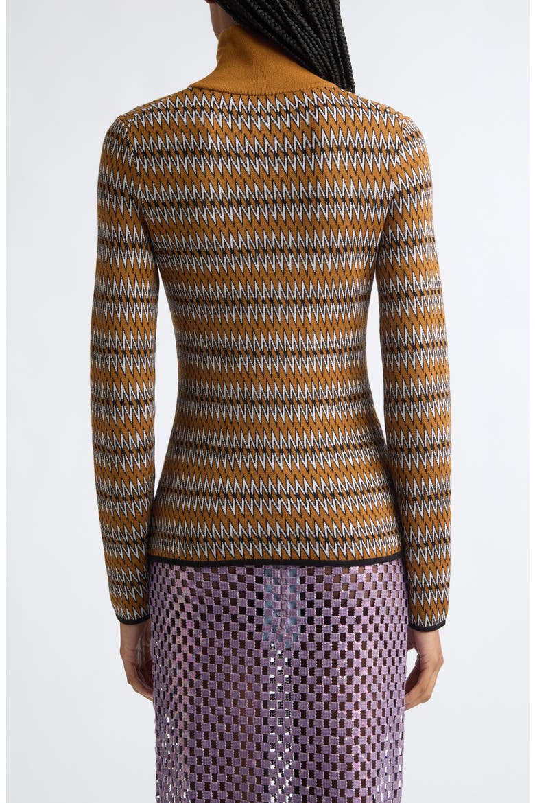 Kim Merino Wool Jacquard Half Zip Sweater, Alternate, color, COGNAC
