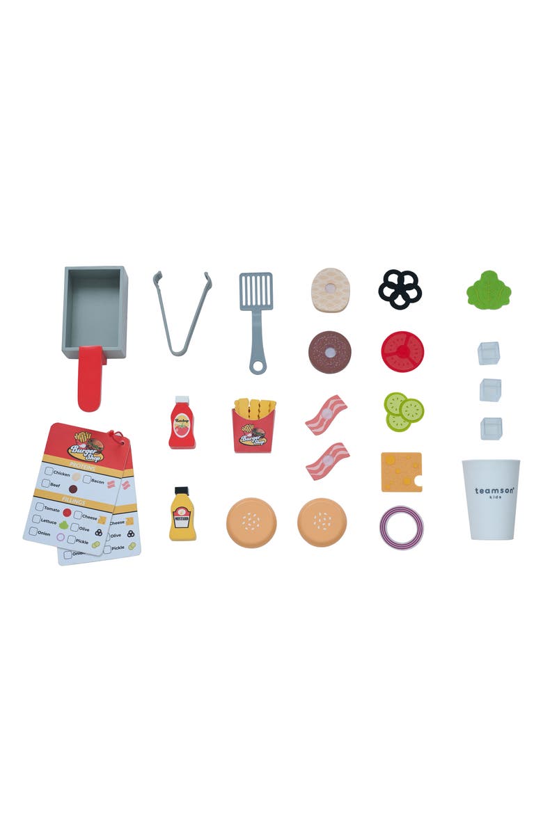 Teamson Kids Burger Shop Stand Playset, Alternate, color, Red