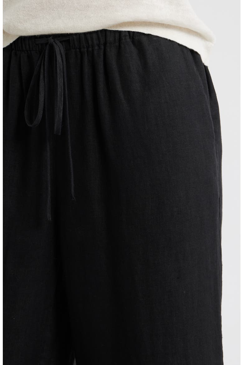 Easy Wide Leg Linen Pants, Alternate, color, BLACK