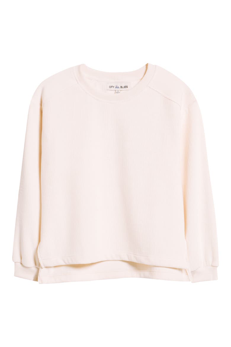 Ribbed Velour High-Low Sweatshirt, Alternate, color, CREAM