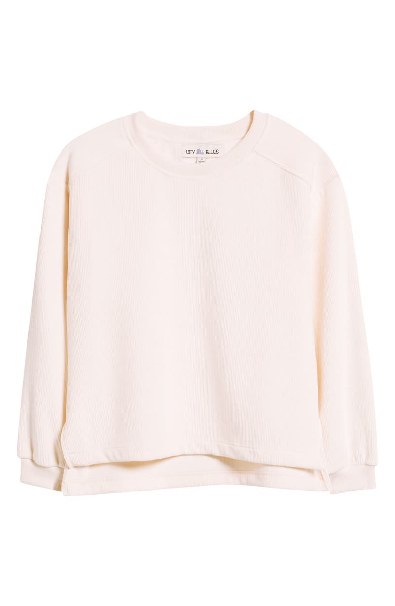 CITY BLUES Ribbed Velour High-Low Sweatshirt, Alternate, color, Cream