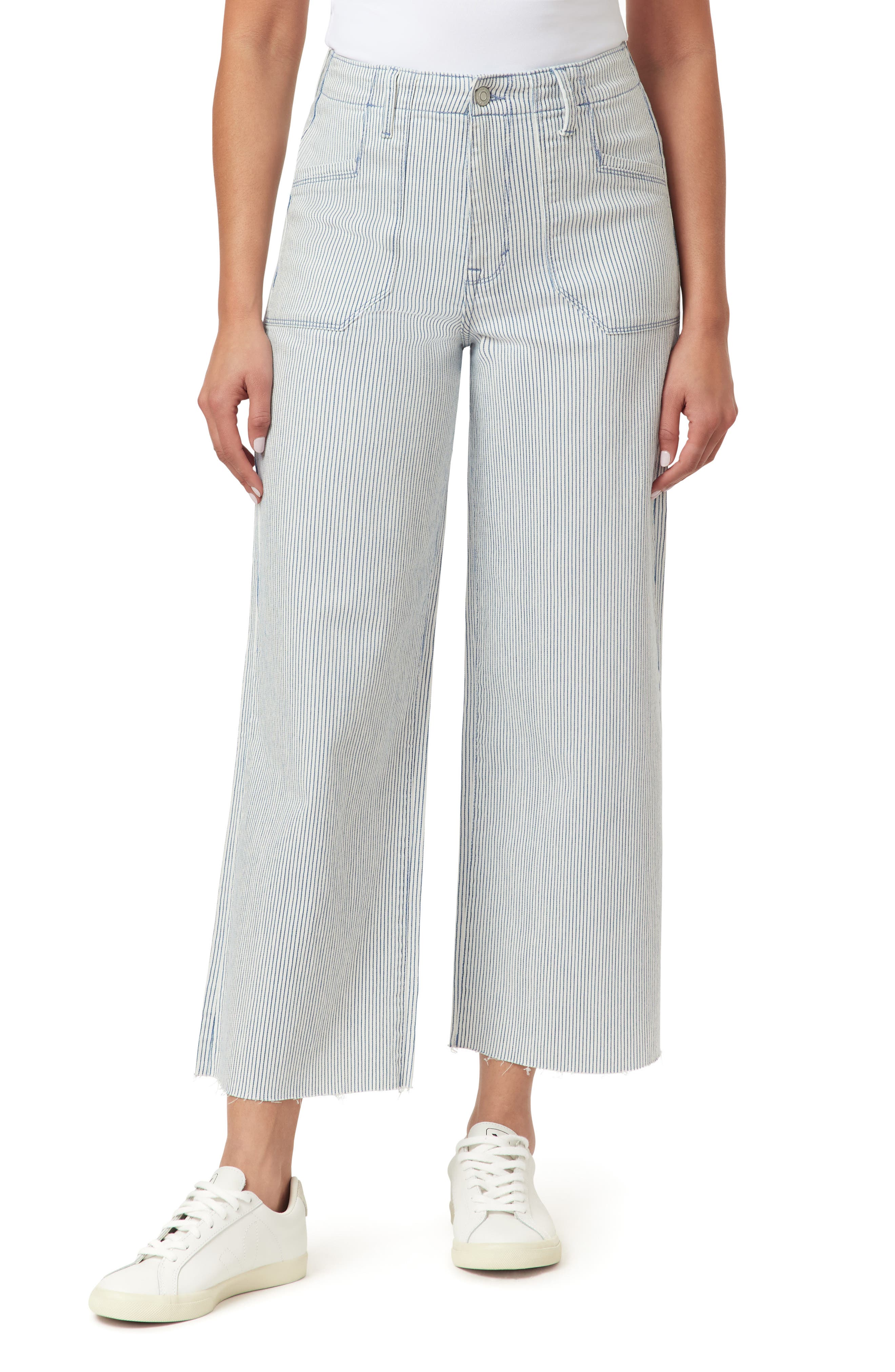 Kensie High Waist Raw Hem Crop Wide Leg Jeans