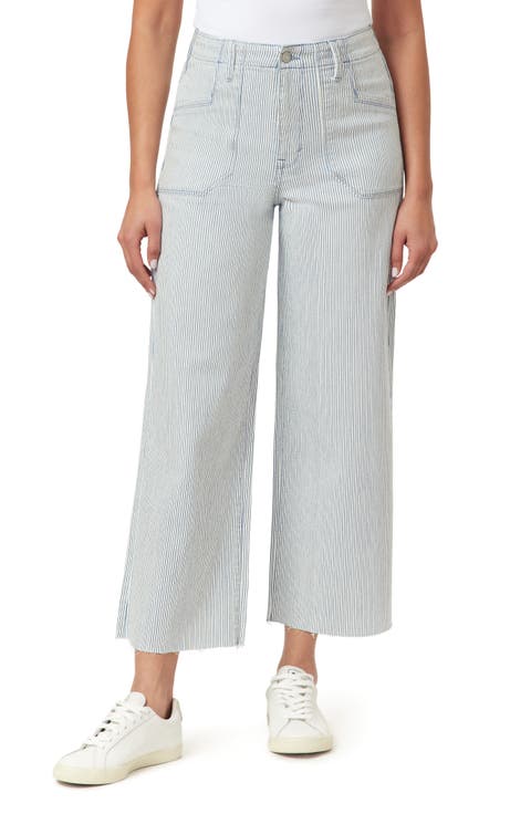 High Waist Raw Hem Crop Wide Leg Jeans