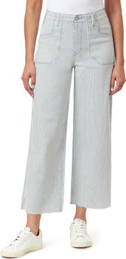 Kensie High Waist Raw Hem Crop Wide Leg Jeans