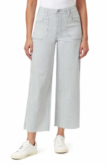 Kensie High Waist Raw Hem Crop Wide Leg Jeans