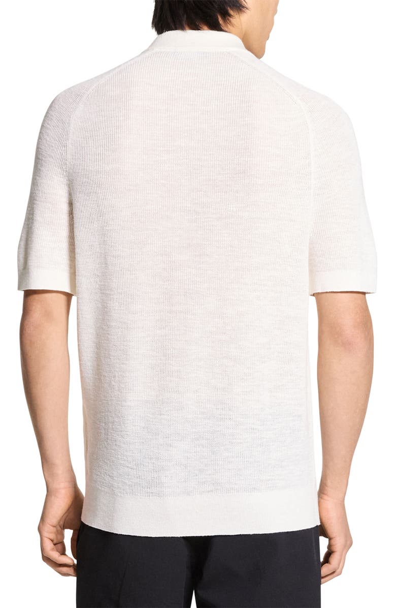 Theory Pacific Line Short Sleeve Linen & Cotton Blend Cardigan, Alternate, color, White