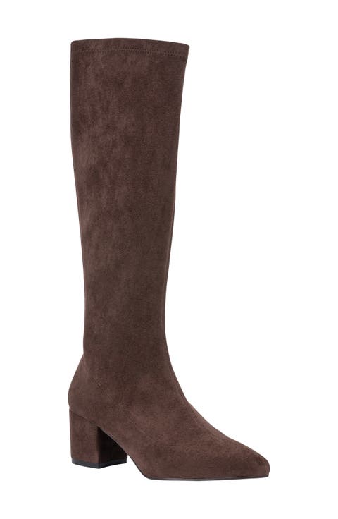 Riggs Faux Suede Knee High Boot