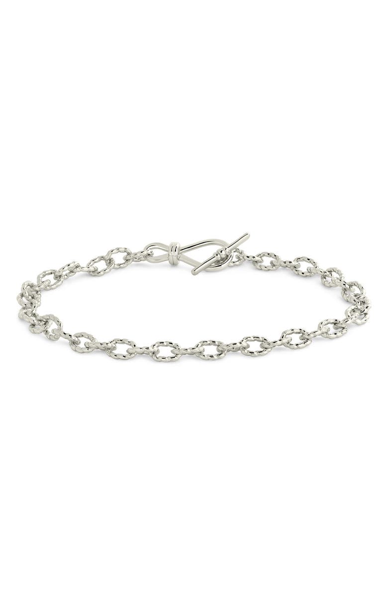 Sterling Forever Scottie Textured Chain Bracelet, Alternate, color, Silver