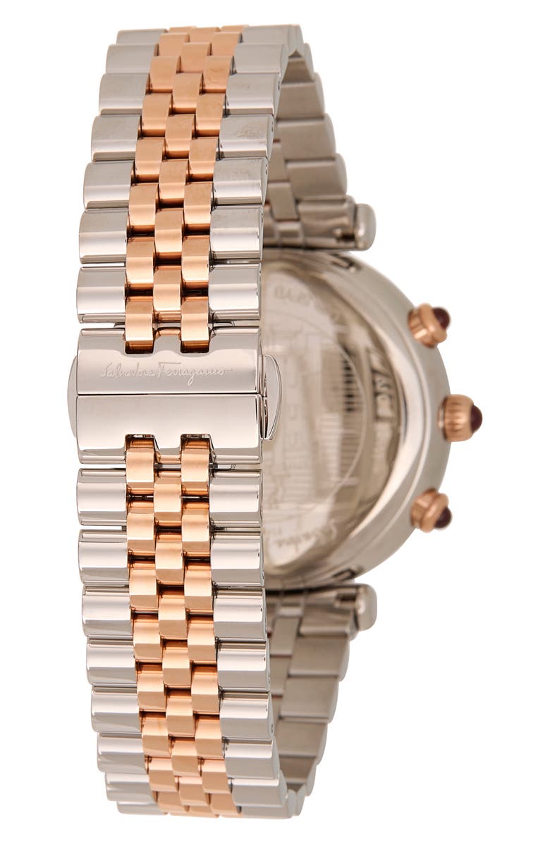 FERRAGAMO Ora Chronograph Bracelet Strap Watch, 38mm, Alternate, color, Two Tone