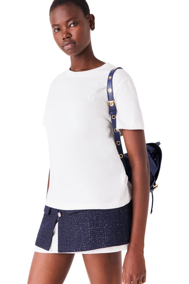 T-shirt with small embroidered logo, Alternate, color, White