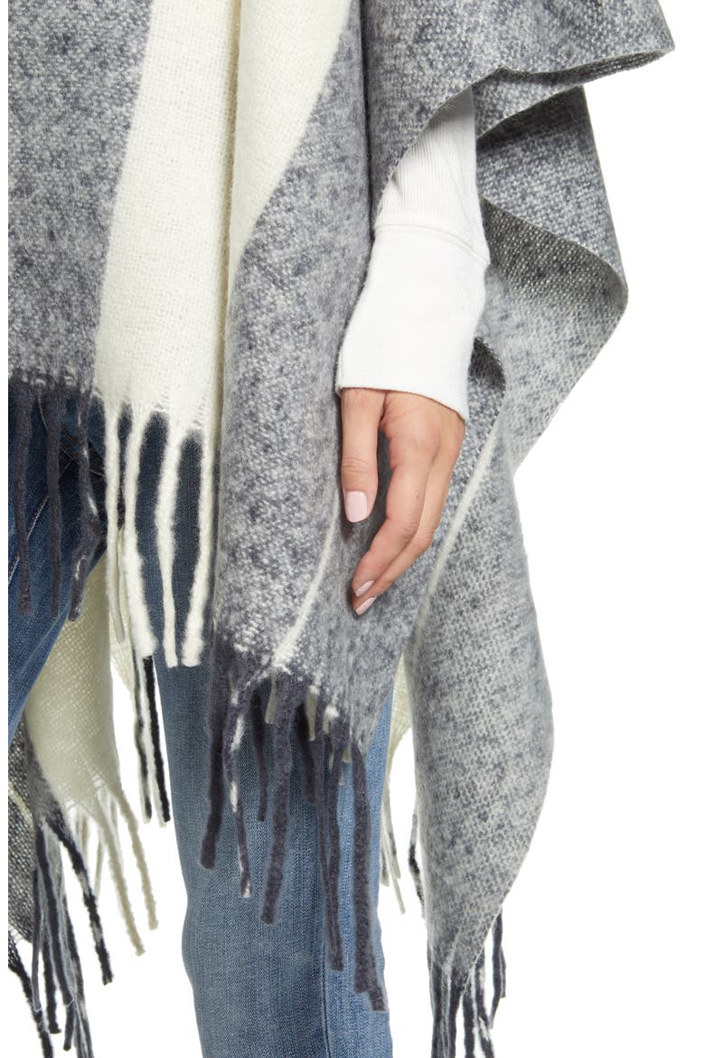 Stripe Blanket Ruana, Alternate, color, NAVY COMBO