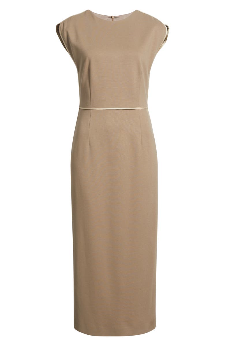 BOSS Detira Cap Sleeve Sheath Dress, Alternate, color, Open Brown