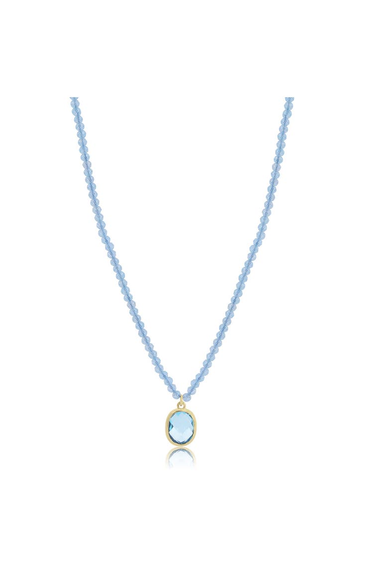 Blue Topaz Bead Bezel Necklace, Main, color, Blue Topaz