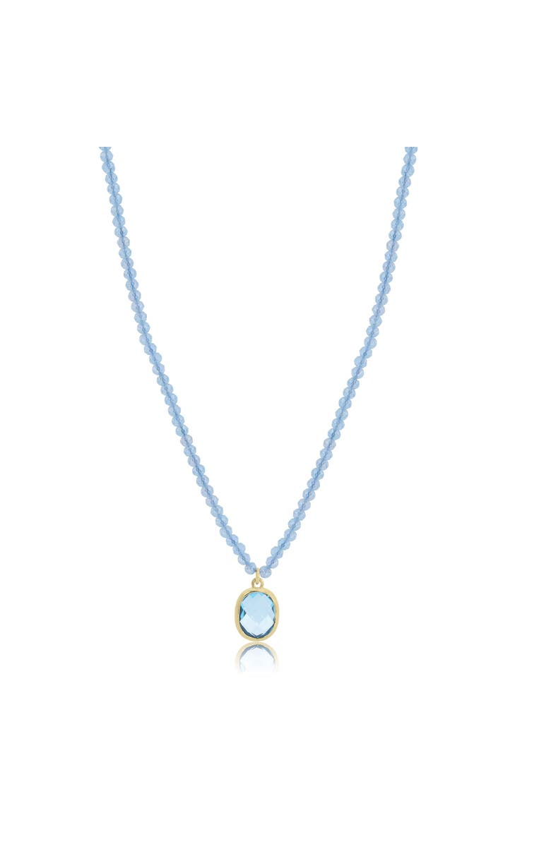The Lovery Fine Jewelry Blue Topaz Bead Bezel Necklace, Main, color, Blue Topaz