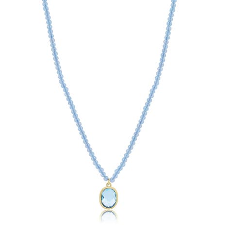 Blue Topaz Bead Bezel Necklace