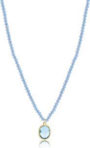 The Lovery Fine Jewelry Blue Topaz Bead Bezel Necklace