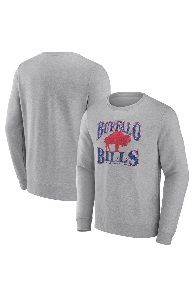 FANATICS Men's Fanatics Branded Heathered Charcoal Buffalo Bills Playability Pullover Sweatshirt, Main, color, 