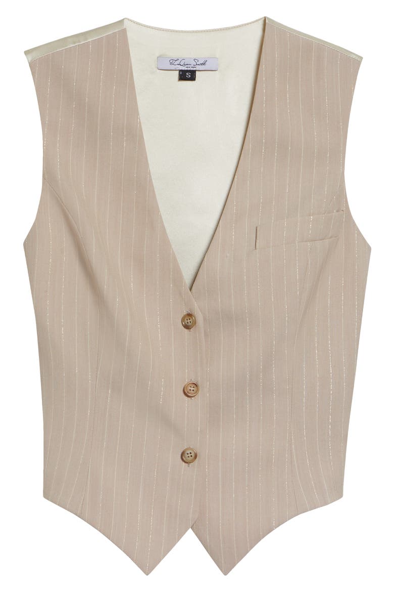 Shimmer Pinstripe Vest, Alternate, color, SAND