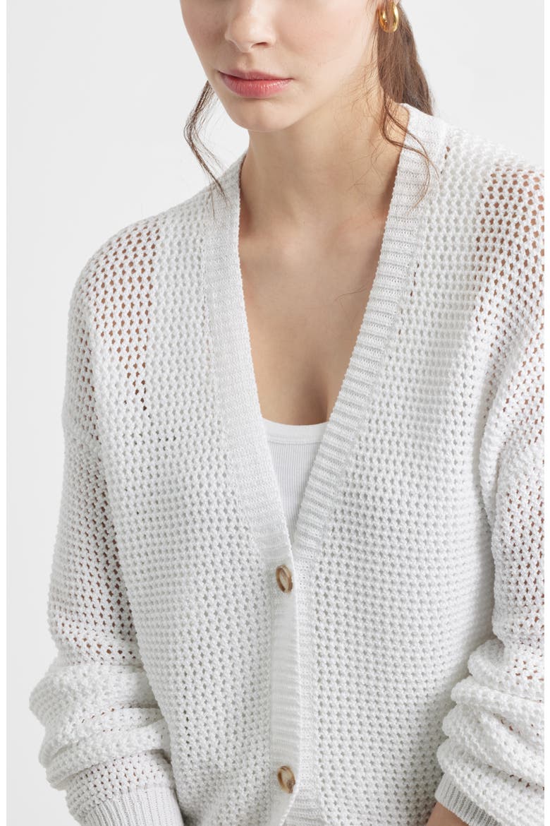 Open Stitch Cotton Cardigan, Alternate, color, WHITE