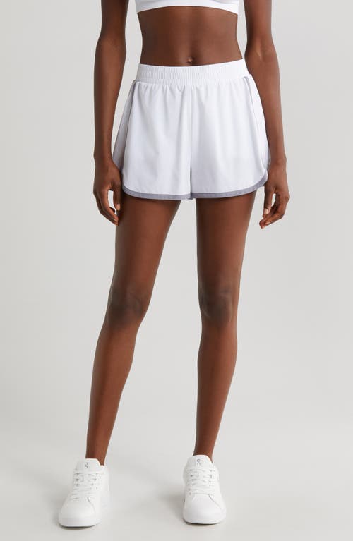 Beyond Yoga Go Retro Shorts In True White/cloud Grey