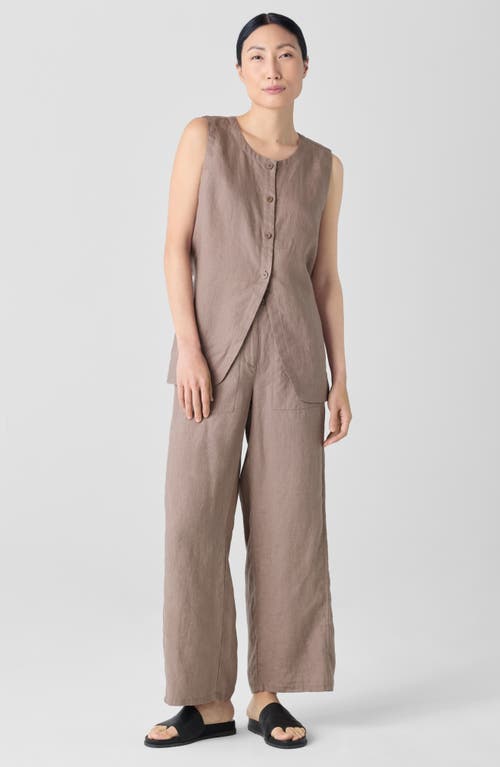 Shop Eileen Fisher Wide Leg Organic Linen Ankle Pants In Cocoa