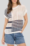 Blu Pepper Colorblock Open Knit Top