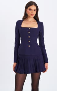 Miss Circle Skyla Square Neckline Peplum Blazer
