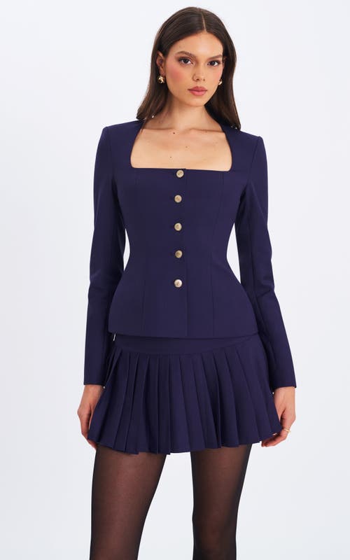 Miss Circle Skyla  Square Neckline Peplum Blazer In Multi