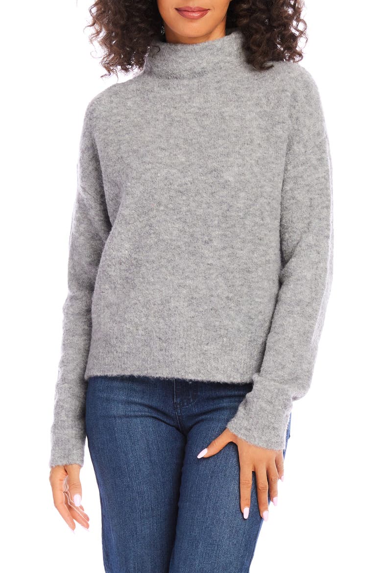 Funnel Neck Bouclé Sweater, Main, color, GRAY