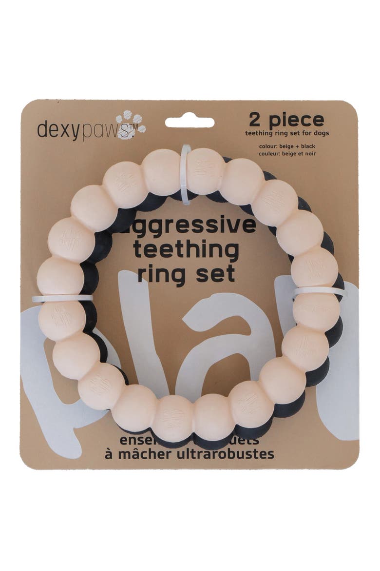 Super Chew Rings 2 Piece Dog Teething Toys, Main, color, Beige