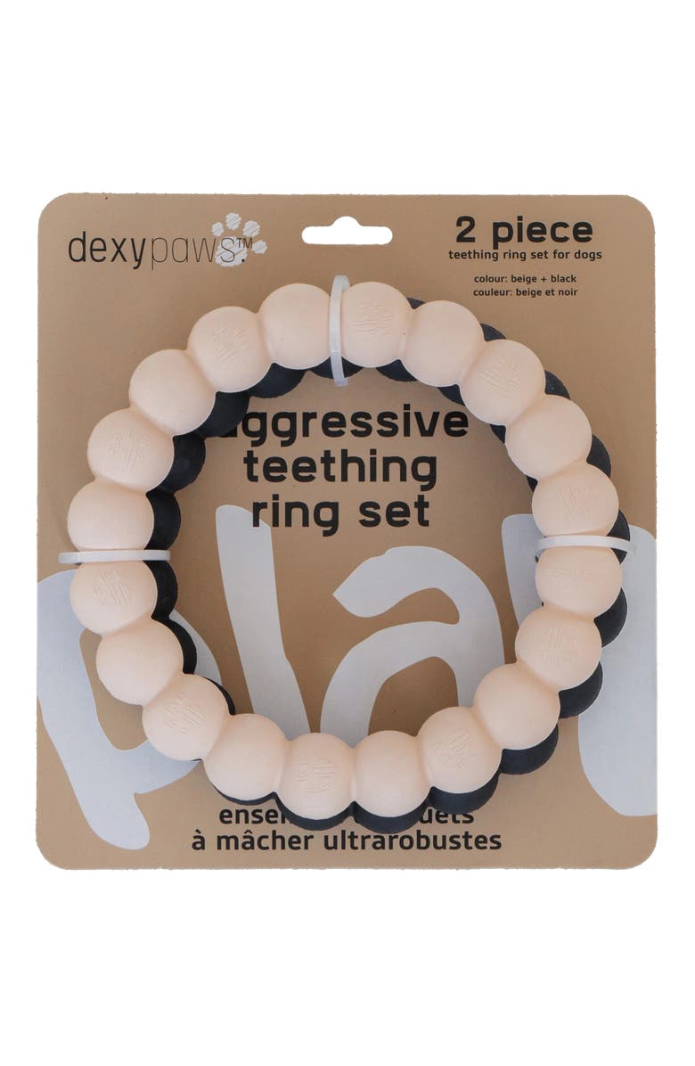 Dexypaws Super Chew Rings 2 Piece Dog Teething Toys, Main, color, Beige