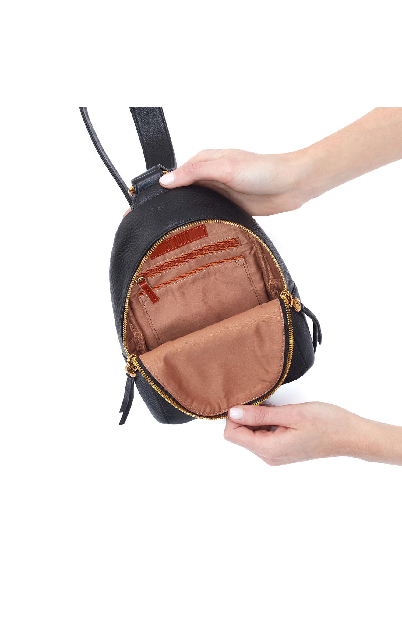 HOBO Fern Leather Sling Bag, Alternate, color, Black