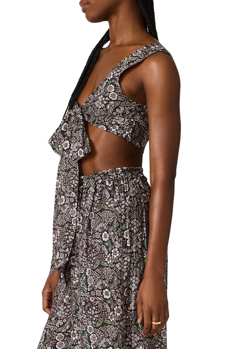 Steve Madden LIvy Tie Front Crop Tank, Alternate, color, Black/ Forest Green