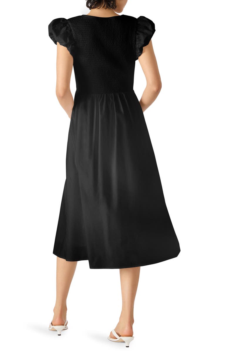 Steve Madden Smocked Puff Sleeve Midi Dress, Alternate, color, 