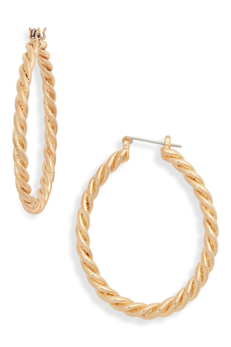 Twisted Oval Hoop Earrings, Main, color, GOLD