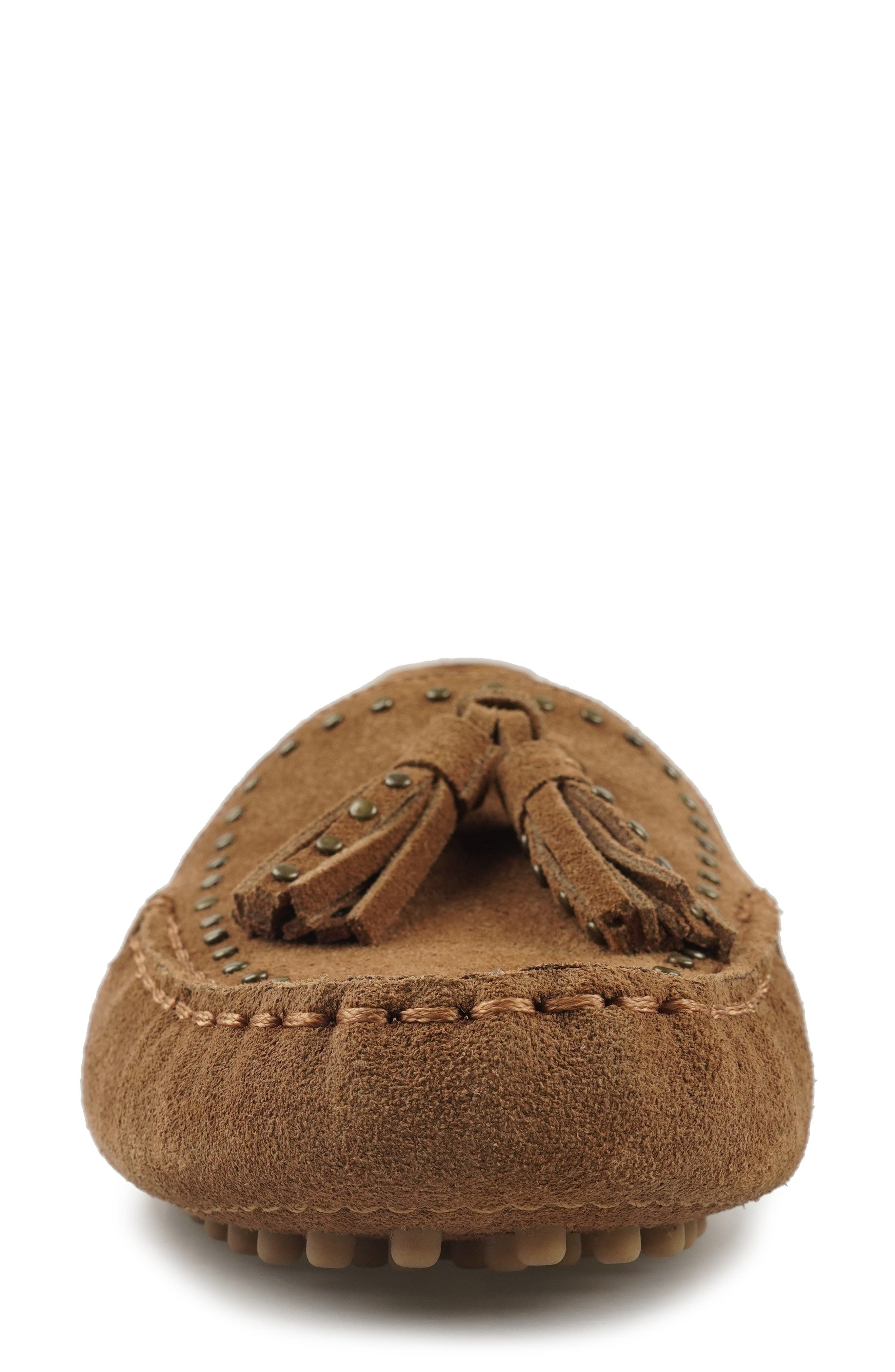 Serinna Studded Tassel Driving Loafer, Alternate, color, TAN SUEDE
