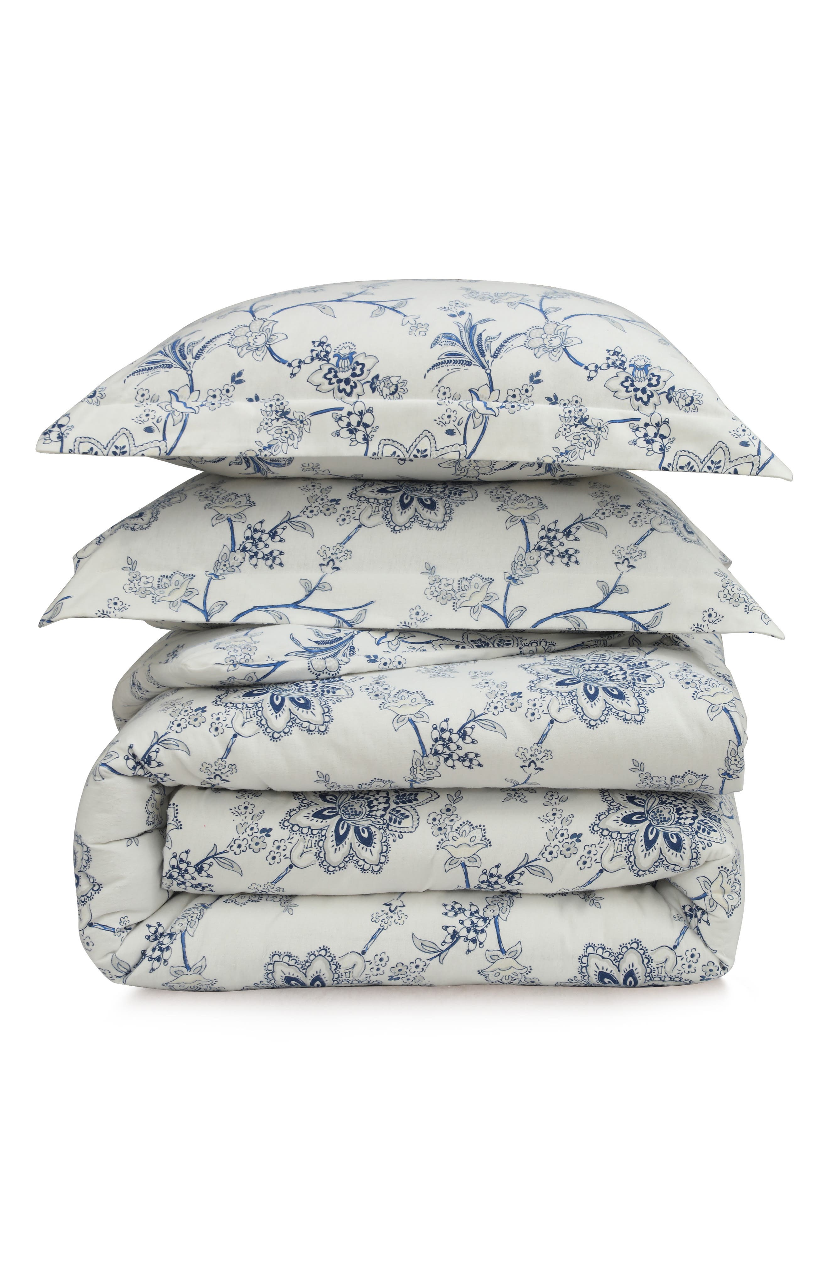 AZORES HOME Floral Cotton Flannel Comforter & Pillow Sham Set