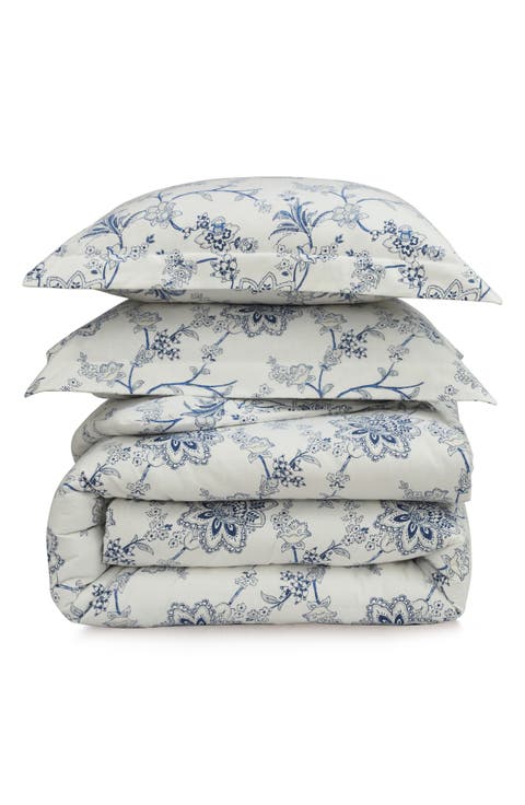 Floral Cotton Flannel Comforter & Pillow Sham Set