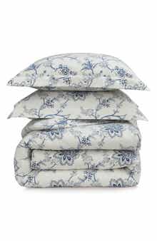 AZORES HOME Floral Cotton Flannel Comforter & Pillow Sham Set