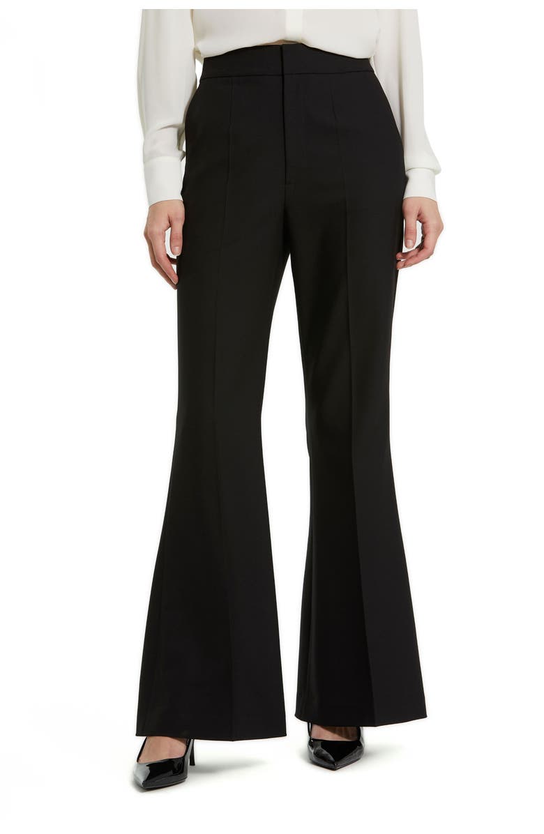 Mac Duggal Classic Crepe Flared Trouser Pant, Main, color, Black